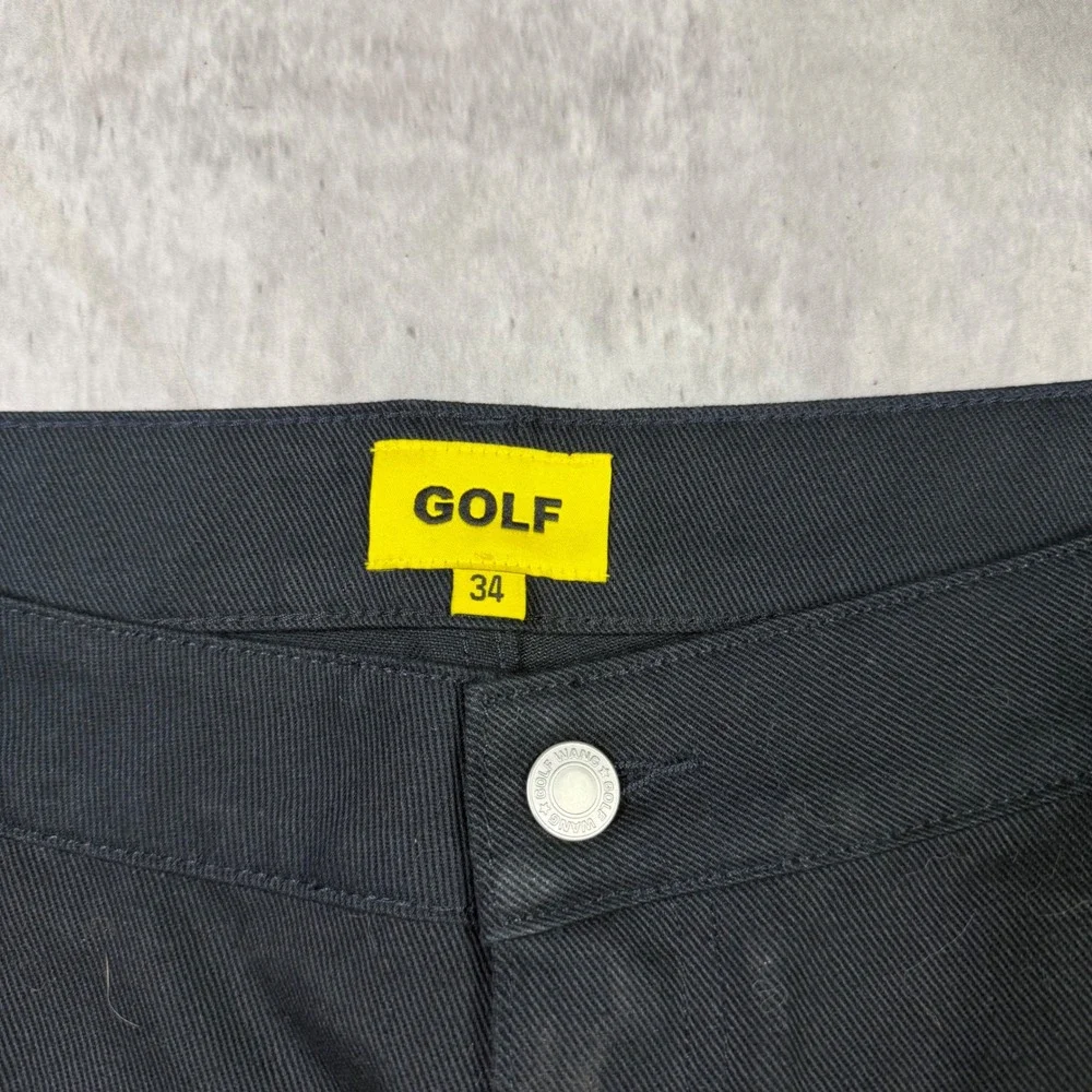 Golf Wang Black Studded Denim Work Shorts Mens 34 Gothic Logo Embroidery